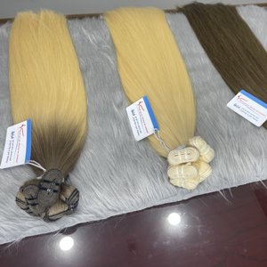 Extensiones de cabello humano Remy vietnamita textura suave y sedosa Color Natural suministro a granel máquina recta trama textura suave y sedosa - Product Image 1