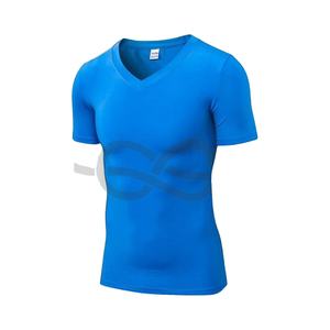 Camiseta Deportiva de Compresión para Hombre, Cuello en V, Manga Corta, Alto Rendimiento, para Fitness, Gimnasio, Running, Tejido Transpirable - Product Image 1