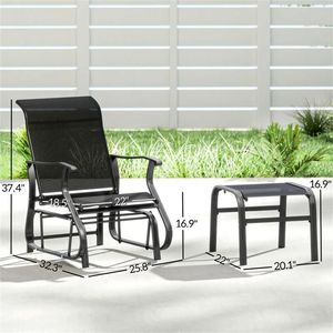 Sedia a dondolo da esterno nera per portico e patio - Product Image 6