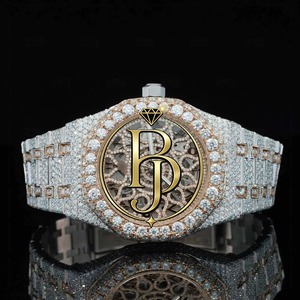 Briva Jewels BJ-06 Men's Fashion Moissanite Analog <b>Watch</b> Japanese Movement Auto Date 41mm Stainless Steel <b>Case</b> Band 10 Bar Water - Product Image 4