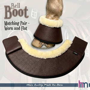 Bell Boot Horse <b>Hoof</b> Protector <b>Black</b> PU Large Size With Fleece Lining Matching Pair - Product Image 2