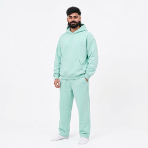 Unisex <b>Purple</b> Hooded Heavyweight Streetwear Tracksuit Full Sleeve Solid Color Cotton Casual Wear Side Pockets Regular Fit Winter - Product Image 3