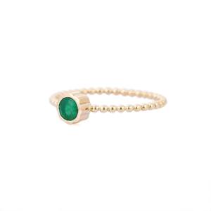 Anillo de Oro Amarillo de 14K con Esmeralda Redonda para Mujer - Product Image 3