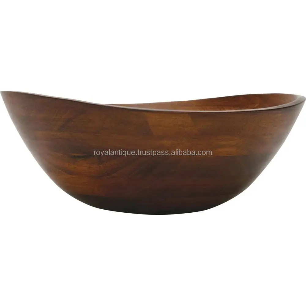 Plain Design Round Shape Wooden Bowl Brown color Wooden Polished Decorative Serving Bowl & Server Indian Supplier
