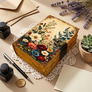 Leather Heritage Large Grimoire <b>Floral</b> Paperback Leather Journal Water Color <b>Floral</b> Celestial Spell Book Shadows 400 Pages Gift - Product Image 5