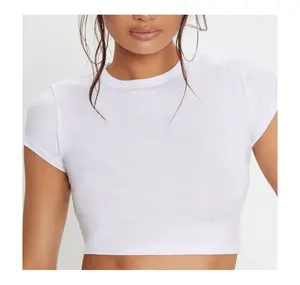 T-shirt court à manches courtes pour femme, haut court décontracté, Simple, à la mode, pour l'été