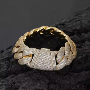 Bracelet Vintel en argent 925 avec moissanite, style hip-hop, maillons cubains, plaqué or rose, micro-incrustations, chaîne unisexe pour mariage, fête, cadeau - Product Image 2