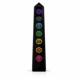 Obelisco de Obsidiana Negra Natural al por Mayor, Torre de Chakra de 6 Pulgadas, Varita de Cristal Curativa Grabada, Energía de Meditación Reiki - Product Image 1