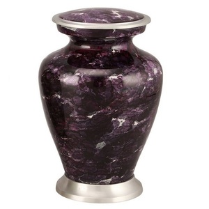 Urnes funéraires en aluminium pour adultes, finies en étain et marbre rouge, pour cendres humaines. - Product Image 4