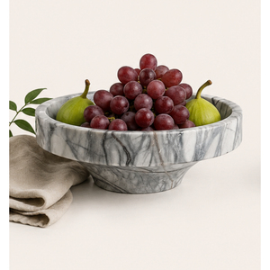 Bol décoratif en marbre blanc de luxe, fait main, en pierre naturelle, pour fruits, style moderne minimaliste, centre de table pour hôtel - Product Image 2