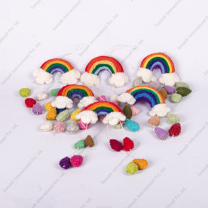 เครื่องประดับตกแต่งต้นคริสต์มาสรูปทรงลูกบอลถักมือจากผ้าสักหลาดสีรุ้งสำหรับตกแต่งภายใน ยี่ห้อ SAMYAK บรรจุกล่อง ขายดีอันดับต้นๆ เหมาะสำหรับเทศกาลในบ้าน - Product Image 5