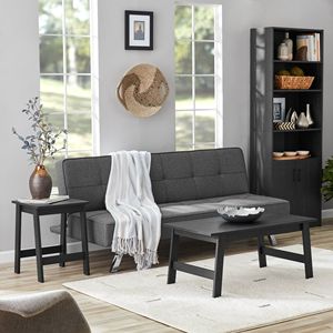 Mesa Auxiliar Cuadrada Pequeña de Madera con Acabado Negro para Muebles de Sala de Estar - Product Image 4