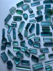 Natural Rough Indicolite Tourmaline From Afghanistan Gemstone Lot For Faceting High Quality Blue Green <b>Crystals</b> - Product Image 6