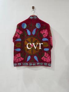 Handmade Velvet Suzani Eco-Friendly Women's Luxury Coat Outerwear Suzani Velvet Jacket Winter <b>Boho</b> Embroidered for Party Wear - Product Image 4