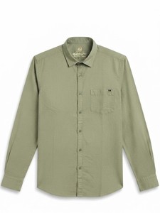 เสื้อเชิ้ตผู้ชายสีเขียวเซจ ผ้าฝ้ายเนื้อเรียบ แขนยาว ปกคอปก ทรงสมาร์ทแคชชวล ระบายอากาศได้ดี เหมาะสำหรับใส่ในฤดูร้อน - Product Image 4