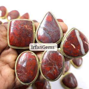 Lote de Colgantes de Jaspilite 100% Natural con Ranuras de Latón, Precio al por Mayor, Colgante de Macramé de Jaspilite, Jaspilite de Alta Calidad con Ranuras - Product Image 4