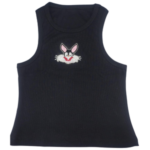 Camiseta sin mangas de punto con lentejuelas y patchwork elegante para verano, lista para enviar, transpirable, cuello redondo, logo frontal, estilo casual - Product Image 1