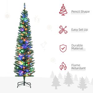 Albero di Natale Artificiale Preilluminato Alto 1,8 m con 390 Rami e 150 Luci LED Colorate, Base in Acciaio, Decorazione Natalizia Verde - Product Image 5