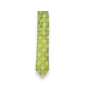 Corbata de Seda Geométrica Verde y Amarilla para Hombre, Marca Tie Benon |   Corbata Tejida de Diseño Premium, Lujosa, Formal, para Negocios, Fiestas, con Caja de Regalo - Product Image 2