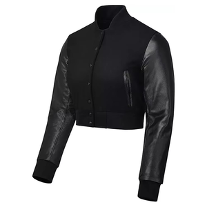 Veste universitaire courte en satin de qualité supérieure pour femme, respirante, légère, en polyester 100 % soie, matériau de haute qualité, faible MOQ - Product Image 3