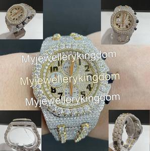 Montre automatique en acier inoxydable avec moissanite incrustée, résistance à l'eau 10 bars, style streetwear hip-hop - Product Image 1