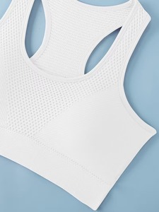 High-Impact Racer Back Fitness Bralette | Seamless Knit Honeycomb Sportswear Tank | Black <b>Padded</b> <b>Running</b> Yoga Activewear - Product Image 3