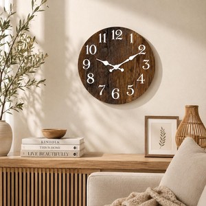 Rustic Wooden <b>Wall</b> <b>Clock</b>, Large Silent <b>Wall</b> <b>Clock</b>, Farmhouse Decor, <b>Vintage</b> <b>Wall</b> <b>Clock</b>, Living Room <b>Wall</b> Decor, Housewarming Gif - Product Image 4