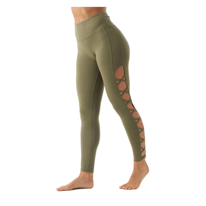 Leggings de yoga taille haute pleine longueur en Spandex/Elastane uni, extensibles dans les quatre sens, sans couture, avec taille élastique - Product Image 3