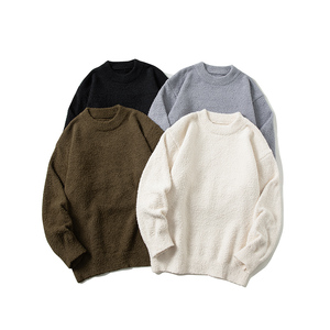 Pull en tricot à col rond pour femme, manches longues, décontracté, pour l'hiver, 100% acrylique, anti-boulochage, épais, couleur unie - Product Image 3