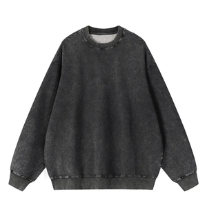 Sweat-shirt délavé pour femme, couleur délavée, col rond, en mélange de coton, coupe confortable, style vintage, vêtements inspirés du vintage, OEM - Product Image 1