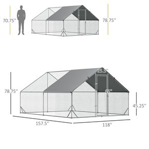 Pollaio da Esterno 10 X 13 X 6.5 con Porta Chiudibile a Chiave, Telaio in Metallo, Copertura per Recinto per Polli Inclusa - Product Image 2