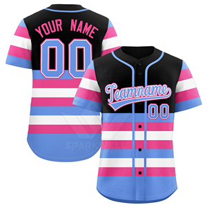 Camiseta de Béisbol Personalizada de Invierno, Rayas Verde Azulado, Negro y Blanco, Impresión Sublimada, Cierre de Botones, Unisex, Adulto, Manga Corta, Transpirable, 100% - Product Image 3