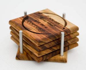 Natural Wooden <b>Drink</b> Coasters for Hot & Cold Beverages | Handmade Mango Wood Table Coasters | Home, Office & Restaurant Use - Product Image 3