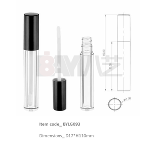 Tube à gloss à lèvres vide personnalisable avec bouchon à vis noir - Product Image 1