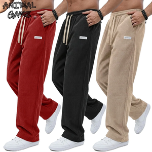 Pantalones Casuales de Lona para Hombre, con Cordón Ajustable, Cintura Elástica, Rectos, Holgados, para Gimnasio, Jogging, Resistentes al Viento y Transpirables - Product Image 1