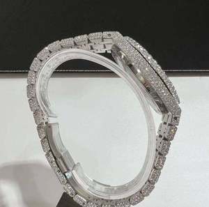 Montre de luxe unisexe en alliage avec diamants Moissanite VVS blancs, entièrement pavée, style hip-hop, mouvement mécanique, étanche 10 bars - Product Image 4