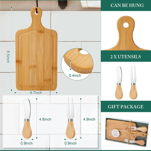 Planche à découper en bambou écologique, mini planche carrée pour fromage et pain avec boîte cadeau pour la maison et les fêtes, idée cadeau de Noël festive - Product Image 2