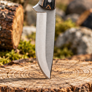 Couteau de chasse artisanal en acier D2 avec manche en bois de rose et étui en cuir, couteau à lame fixe pour le bushcraft, le camping et la survie - Product Image 2
