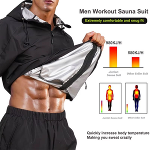 Veste de sudation à manches longues personnalisée pour homme, pour accélérer la perte de poids, la course à pied, le fitness et le sauna - Product Image 3