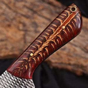 Couteau de chasse et de camping à lame fixe de 8 pouces, fait main, avec lame à rainurer personnalisée et manche en forme de cône de pin - Product Image 2