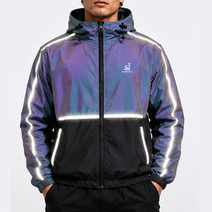Private Label <b>Reflective</b> Hooded Winter Windbreaker <b>Jacket</b> for <b>Men</b> Breathable Regular Fit with Front Logo - Product Image 1
