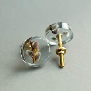 Poignées de porte artistiques en bois et résine, poignées décoratives faites à la main pour tiroirs et armoires, quincaillerie élégante pour meubles de placard - Product Image 1