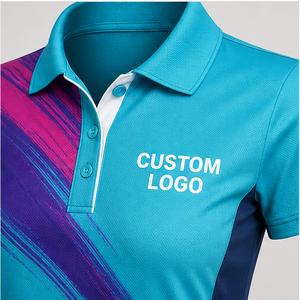 Custom Aqua Magenta Purple Brush Stroke <b>Womens</b> <b>Polo</b> <b>Shirt</b> Quick Dry Breathable Short Sleeve Performance Golf Uniform WPS-0879 - Product Image 6