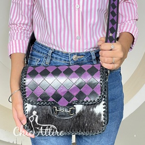 Bolso Bandolera de Cuero Vacuno Hecho a Mano, Estilo Occidental, Precio Bajo, Diseño a Cuadros, para Mujer, OEM ODM - Product Image 1