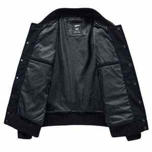 Men's <b>Techwear</b> Varsity <b>Jacket</b> Functional Tactical Streetwear Bomber Coat with Leather Sleeves and Multi-Pocket Design - Product Image 2