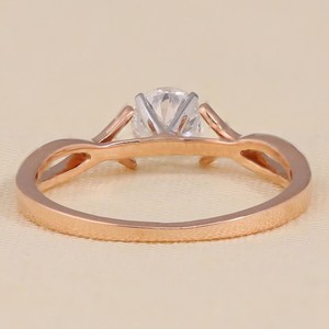 Moissanite 4MM Round Cut <b>Solitaire</b> <b>Ring</b> Original 925 <b>Silver</b> With Rose Plated Fine Promise Gift Jewelry For Wedding Charms - Product Image 5