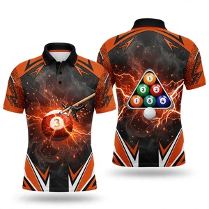 Camiseta Polo de Billar con Estampado Digital para Hombre, Manga Corta, Estilo Deportivo Informal, con Diseño de 8 Bolas de Billar y Patrón de Rayos - Product Image 5