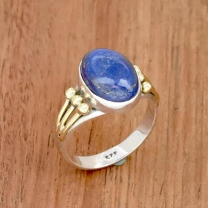 925 Sterling Silver Lapis Lazuli <b>Statement</b> <b>Ring</b> Oval Gemstone Gift for Women - Product Image 5