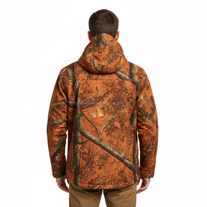 Chaqueta de Caza Impermeable con Camuflaje, Chaqueta Térmica Cortavientos con Capucha para Hombre, Color Naranja Árbol, para Caza de Ciervos - Product Image 3