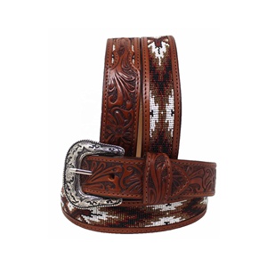 Fabriqué à la main Style Vintage Western hommes femmes Durable peau de vache cuir Floral décontracté cuivre boucle broderie tailles personnalisables - Product Image 1